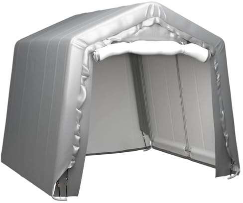 Generic Tenda Magazzino per Esterni, Acciaio Zincato e PE, Tettoia Grigia Impermeabile per Attrezzature da Giardino, Posto Auto Coperto con Resistenza Ai Raggi UV (240x240 cm) (240 x 240 cm)