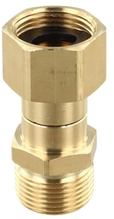 Vilgftyiet Conector de junta giratoria de latón de alta presión, rosca M22 de 15 mm para lavadoras a presión, diseño antirretroceso de 360 grados, color amarillo