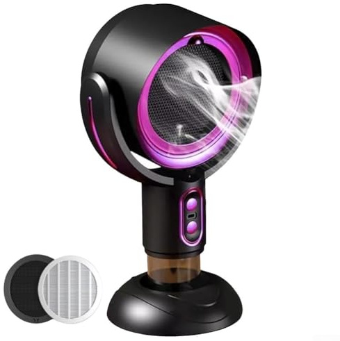 babominimer Portable Desktop Exhaust Fan with USB Charging, 8W Adjustable 2-Speed Motor for Kitchen Smoke and Removal, Compact Tabletop Range Hood for Home(Black purple)