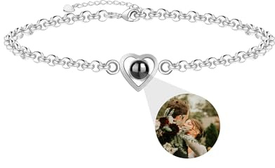AVINVAN 925 Sterling Silber Personalisiertes Armband für Frauen - Foto Armband mit Benutzerdefinierte Gravur - Beste Freundin Geschenk Erinnerung Armband, One Size, Sterling-Silber, Zirkonia