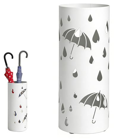 ARCPNRT Portaombrelli Rotondo, Ø15 x 40 cm, 1 Pezzo Portaombrelli in Metallo, Porta Ombrello in Metallo All'ingresso, Supporto per Ombrelli in Piedi Cavi, per Casa, Hotel e Ufficio(Bianco)