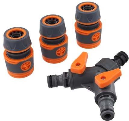 NiuLumea 3 Way Garden Hose Splitter with Quick for Connect Fittings and Shut Off Valves, Plastic 3-Way Water Tap Connector Outdoor Use
