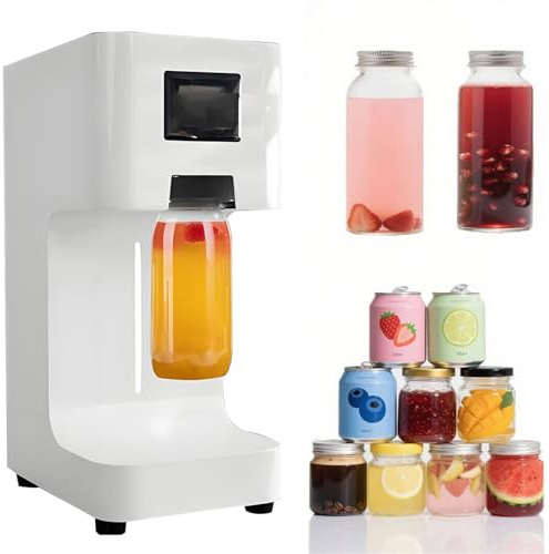Machine à sceller automatique pour canettes en aluminium/plastique, idéale pour les magasins de crème glacée et les salons de thé, hauteur jusqu'à 16,8 cm