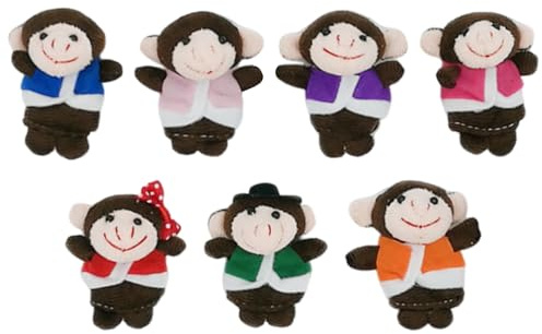 Tier-Fingerpuppe – 7-teiliges Fingerpuppen-Spielzeug | Fünf Kleine Affen-Fingerpuppen, Plüsch-Fingerpuppen-Set, Fingerpuppen-Spiel, Fingerpuppen-Set, Lernhilfe Für Die Zeit Beim Geschichtenerzählen, V