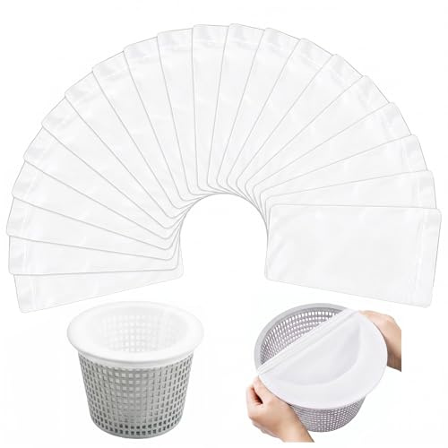 Volink Filtre Skimmer Piscine Panier 20 Pièces Nylon Élastique Ultra-Fin | Chaussette Skimmer Piscine Réutilisable Maillage Préfiltre Lavable pour Panier Skimmer Débris Feuilles Cheveux Pollen Saleté