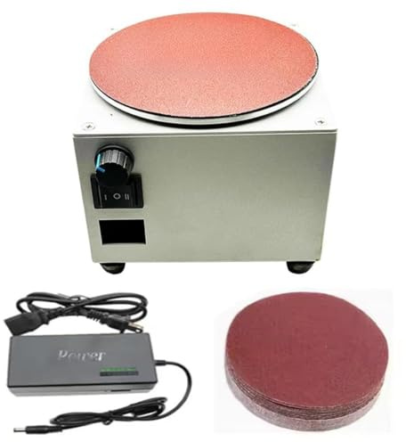 SUZLAZYR Mini levigatrice a Disco da banco, Levigatrice elettrica da banco da 6 Pollici, Interruttore di inversione di Marcia, Regolazione Continua della velocità 0-6000 Giri/min, 20 Fogli abrasivi