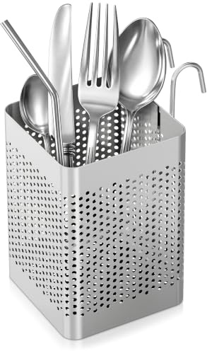 Stainless Steel Utensil Holder for Kitchen Counter Dishwasher Chopstick Basket for Countertop Chopstick Spoon Spatula Holder Dryer Rack Utensil Caddy for Kitchen Counter Utensils Holder for Dish Rack