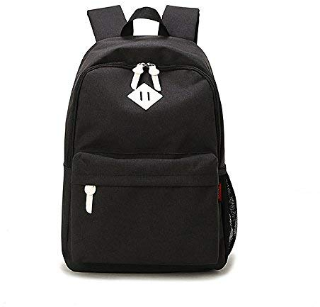 Evay Lightweight Schulrucksäcke 300D Nylon Wasserdicht Freizeit Daypack für Damen und Herren Vintage Rucksack für Oberschule Universität Laptoprucksack mit 14 Zoll Laptopfach - Schwarz