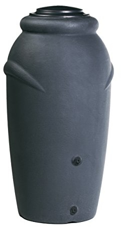 TS Exclusiv Regentonne 210l Anthrazit inkl. Blumentopf Aufsatz Regenfass Wassertank