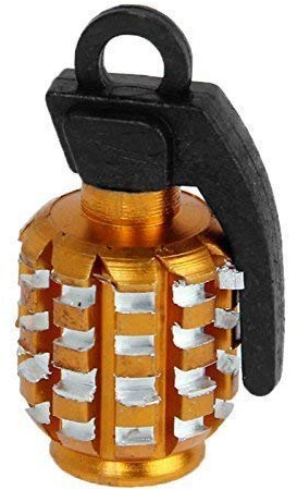 4 Ventilkappen Gold Chrom Granate Handgranate Grenade PKW LKW Motorrad Auto