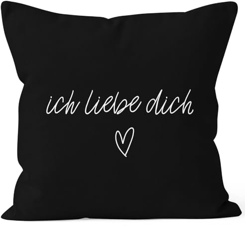 MoonWorks Kissenbezug Kissenhülle Ich Liebe Dich Liebe Love Geschenk Deko-Kissen Baumwolle Schwarz 40cm x 40cm