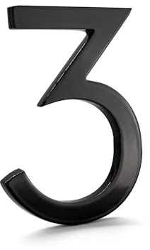 Montague Metal Products Powder Coated Black Moderne Schwarze pulverbeschichtete Aluminium-Adressnummern, 15,2 cm Nummer 3 6 pulverbeschichtetes Schwarz