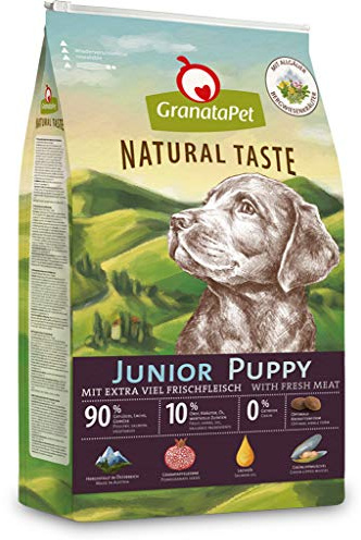 GranataPet Natural Taste Junior, 12 kg, torrfoder för hundar, hundfoder utan spannmål och utan sockertillsatser, komplett foder för unga hundar
