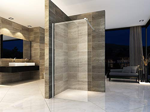 ALONI Walk In Dusche begehbare Duschwand aus ESG Echtglas, Glaswand mit Nano-Beschichtung und Antikalk-Versiegelung, teilgerahmt, barrierefrei, Glasdusche links oder rechts montierbar, 80x200 cm