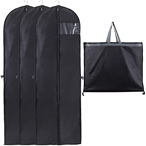Niviy 180x60cm Kleidersack Lang Faltbare Kleiderhülle Griffen Brautkleider | Kleidersäcke Reise PEVA Reißverschluss Feuchtigkeit Sichtfenster Anzüge Mäntel Abendkleider Anzugsack Voll Schwarz 3 PCS