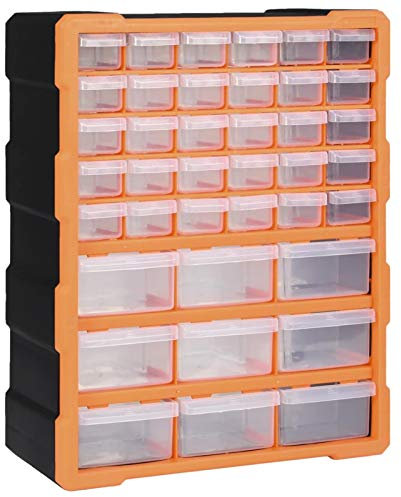 Festnight Multi-Schubladen-Organizer mit 39 Schubladen Plastikregal Werkzeug Schubladenbox Aufbewahrungssystem Sortimentskasten Sortimentsbox 38x16x47 cm