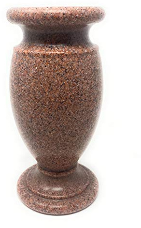 OPTIMUM Memorial Cemetery Flower Vase - Plastic (North American Pink Granite) with Metal Ground Spike, Grave Marker, Decorations for Gravesite, Headstone Flowers Holder, Garden Lawn & Yard