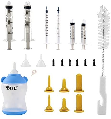 21Pack Newborn Animal Feeder, Puppy, Cat, Kitten,Wildlife Pet Syringe Feeding Kit, Original Nipple with Syringe-s, Feeding Nursing Bottle, Best Suited for Small Mammals Neonates Week Old