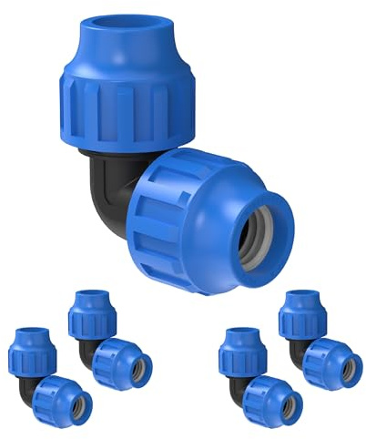 Kirchhoff Fitting Verbindungswinkel 90 Degree Kunststoff 32 x 32 mm für HDPE Rohr 5 Stück im Set Verschiedene Größen DVGW geprüft Trinkwasserqualität Made in EU, Schwarz, 32 mm HDPE Fitting