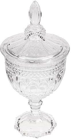 Hemoton Crystal Clear Candy Jar with Lid Glass Apothecary Jars Containers Decorative Candy Beads Cookies Cotton Cereal Storage Holder for Bathroom Kitchen Living Room