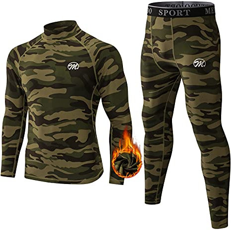 MeetHoo Set Biancheria Intima Termica per Uomo, Maglia e Pantaloni Termici Sport Calcio Corsa Abbigliamento Intimo Termico Uomo Sci con Funzione Palestra Ciclismo Running