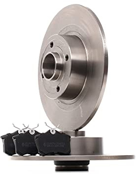 RIDEX 3405B1187 Juego para eje Kit de discos de freno y pastillas Trasero con accesorios con muelle con cojinete rueda con anillo sensor ABS Compatible con RENAULT MEGANE II Ranchera familiar KM0/1