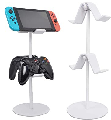 Erlsig Universal Game Controller Halter, Controller Headset Kopfhörer Halterung Ständer Zubehör Tisch für Xbox ONE Switch PS4 PS5, 2 Lagen Weiß