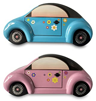 Set of 2 Tin Boxes in the Shape of a Small Car Ballblitz - Flowers Decorative Box for Chocolate Storage Approx. 11 x 5.5 x 4.4 cm Volume: 100 ml
