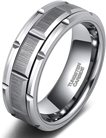 Zakk Ringe Herren Wolfram Schwarz Gold Silber 8mm Breit Ziegelmuster Verlobungsringe Trauringe Eheringe Freundschaftsringe