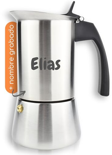 Milu® Espressokocher mit Gravur personalisiert - als Geschenk-Idee Ostern Einweihungsgeschenk Muttertag Rente Mitarbeiter Weihnachten Geburtstag Frauen Männer Mama (Schwarz, 9 Tassen (450ml) + Gravur)