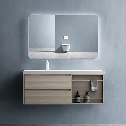 doporro Mobile Bagno Sospeso Mobile Sottolavabo 120x46x49 cm con Lavabo | Marrone Chiaro, Open F148 Colossum820