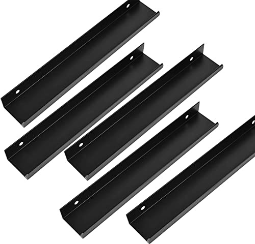 JNRFTY 5 Stück Schwarz Griffe Versteckt Modernes Möbelgriffe Küchengriffe Schubladengriffe Aluminium Mit Schrauben Küche Griffe Gesamtlänge 500MM