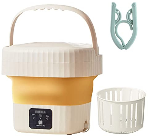 Portable Washing Machine with Clothes Hanger, Mini Foldable Washer and Spin Dryer Small Foldable Bucket Washer, Suitable for Apartment Dorm,Travelling，Best Gift Choice
