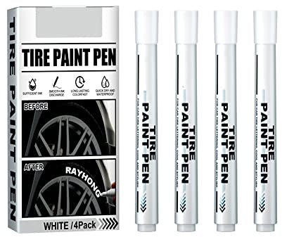 URFEDA Lot de 4 marqueurs blancs pour pneus de voiture, moto, vélo - Marqueur de pneu - Marqueur de pneus - Marqueur étanche et résistant aux intempéries