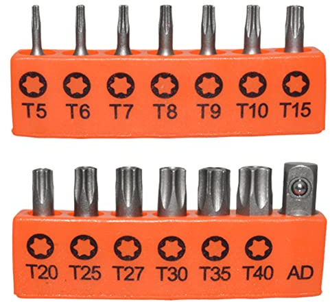 Juego de 14 puntas de destornillador TORX de 25 mm con agujero T5-T40, destornillador eléctrico, juego de destornilladores de precisión, juego de destornilladores de seguridad