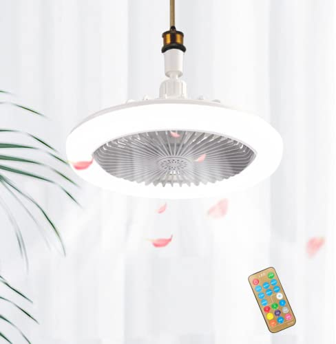 BomKra LED Ceiling Fan with Lights, 30W Ceiling Light with Fan and Remote, Timing, 3 Color Dimmable LED, 3 Speeds for Small Spaces Bedroom Home Office Dormitory (Grey)