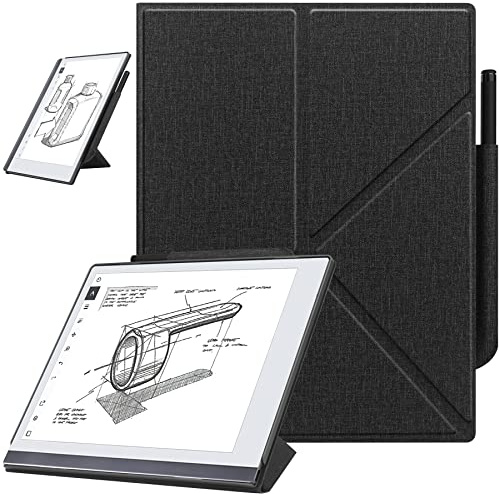 ZOENHWA Hülle für Remarkable 2 10.3 (2020 veröffentlichtes) – mit stabilem Klappständer und Stifttasche, Remarkable 2 10.3 Zoll Digital Paper Tablet Cover, (Nicht für Remarkable 1)-Schwarz