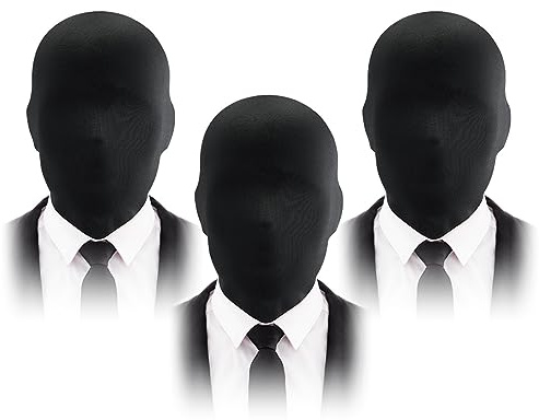 Forreen Máscara Facial Completa Negra, 3 Piezas Máscara de Cara Completa Unisex Fresca Moda Transpirable Seda de Leche Máscara sin Rostro Accesorios para Disfraces de Halloween