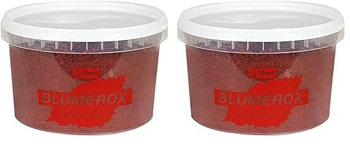 Rayt 1182-81 Blumerox Polvo para Interiores y Exteriores Cemento Blanco o Gris, Cal y Yeso. Altísimo Poder colorante. Pigmentos de Primera Calidad. Color Rojo 04, 750gr (Paquete de 2)