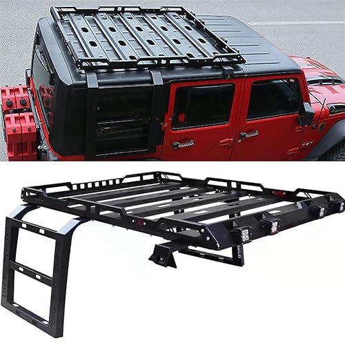ALIEDA Auto Gepäckträger mit Leiter, Stahl Lagerträger, Dachträger Gepäckträger, Außendekorationszubehör, Für Jeep Wranglers JL 4 Türen