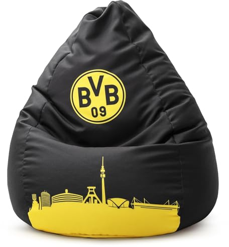 MAGMA Sitting Point only by Sitzsack Bean Bag VIP BVB Borussia Dortmund Lizenz, 220L, EPS-Füllung, nachfüllbar – Fanartikel Möbel
