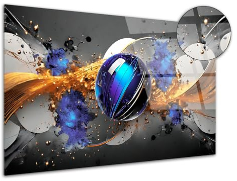 DECLINA, Tableau mural fantaisie abstraite, impression sur verre acrylique, décoration murale moderne design, cadre artistique coloré pour salon, chambre ou bureau contemporain