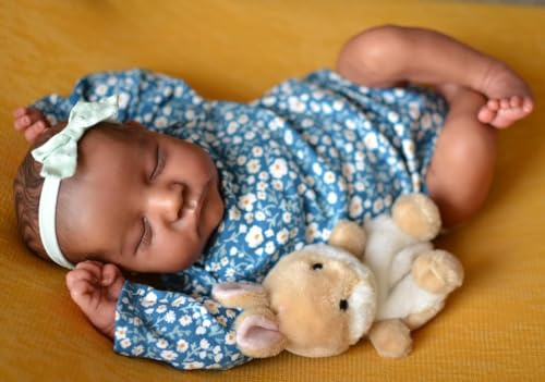 Anano Schwarz Reborn Baby Mädchen Lebensechte Babypuppen Mischrasse Reborn Toddler Afrikanisch Amerikanische Realistische Puppe 19 Zoll Biracial Silikonpuppe Wirklich Für Demenz