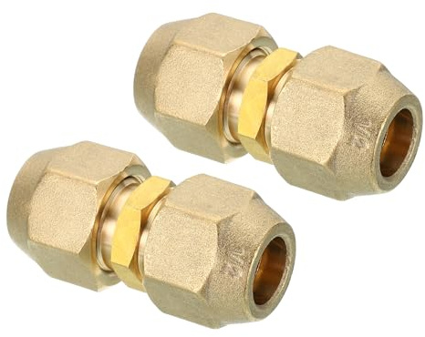 PATIKIL Pipe Extension Joint Connector, 2pcs Free Welding AC Copper Pipe Coupling Adapter with Flare Nuts for Copper Pipe Diameter 1/2(12.7mm) Refrigeration HVAC