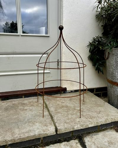 Paris Cloche Plant Support (Set of 2) – Heavy-Duty Solid Steel | Rustic Patina Finish | Elegant Garden Support for Peonies, Roses, Delphiniums & Large Perennials | Handmade in the UK