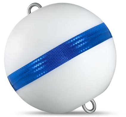 Tellegloww Moor Mooring Buoy for Boat White 12 Ball with Reflective Blue Stripe Attractive Illuminated Buoy