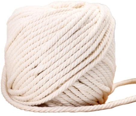 Wambere 5mm x 50m Weiß Baumwollgarn Makramee Garn Cord Böhmisches Baumwollschnur Geflochtenes Baumwollseil Baumwollkordel Basteln Baumwollfaden für DIY Handgemachtes Kreativität Kunsthandwerk,