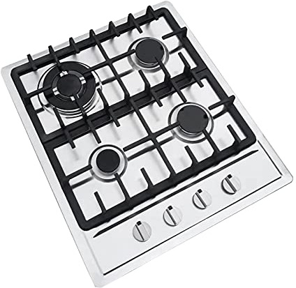 Cuisinière à gaz intégrée à 4 brûleurs, pour cuisiniers professionnels, usage domestique, en acier inoxydable, gaz naturel, gaz propane, avec supports en fer, 51 x 59 cm