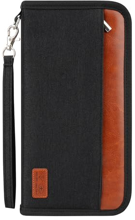 Boonbery Reisepass Organizer Familie Reisepass Tasche mit RFID-Blocker, Reiseunterlagen Organizer Tragbare Reisepasshülle Ausweistasche für Damen und Herren