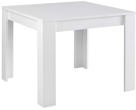 AltoBuy Denae - Table de Repas Carrée 100cm Laquée Blanc Brillant